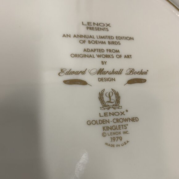 2 Lenox Porcelain Collector Plates Boehm Birds 1978 Mockingbirds 1979 Kinglets - Picture 8 of 8